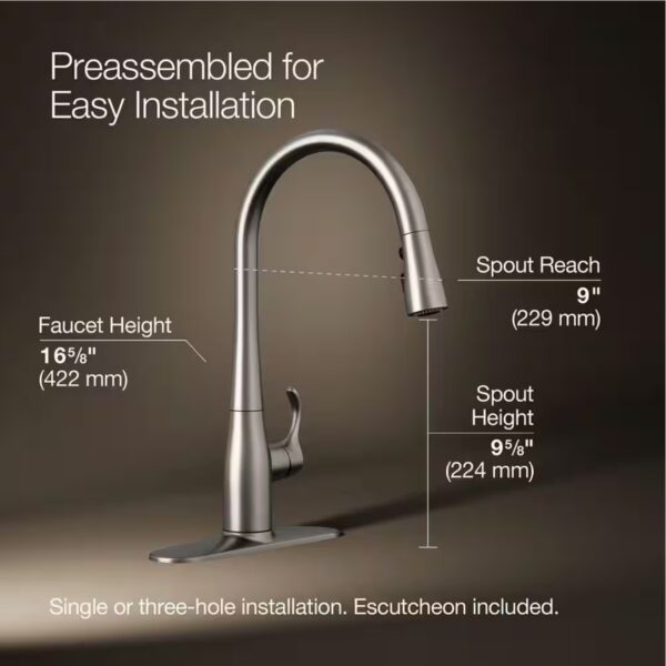 Clarus Single Handle Pull Down Sprayer Kitchen Faucet in Vibrant Stainless