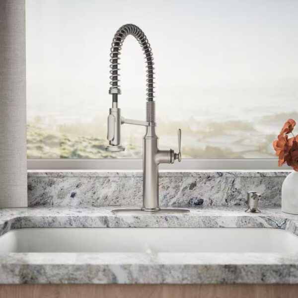 Sous Pro-Style Single Handle Pull Down Sprayer Kitchen Faucet in Vibrant Stainless Steel