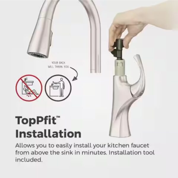 Miri Single-Handle Pull-Down Sprayer Kitchen Faucet with Soap Dispenser in Spot Defense Stainless Steel